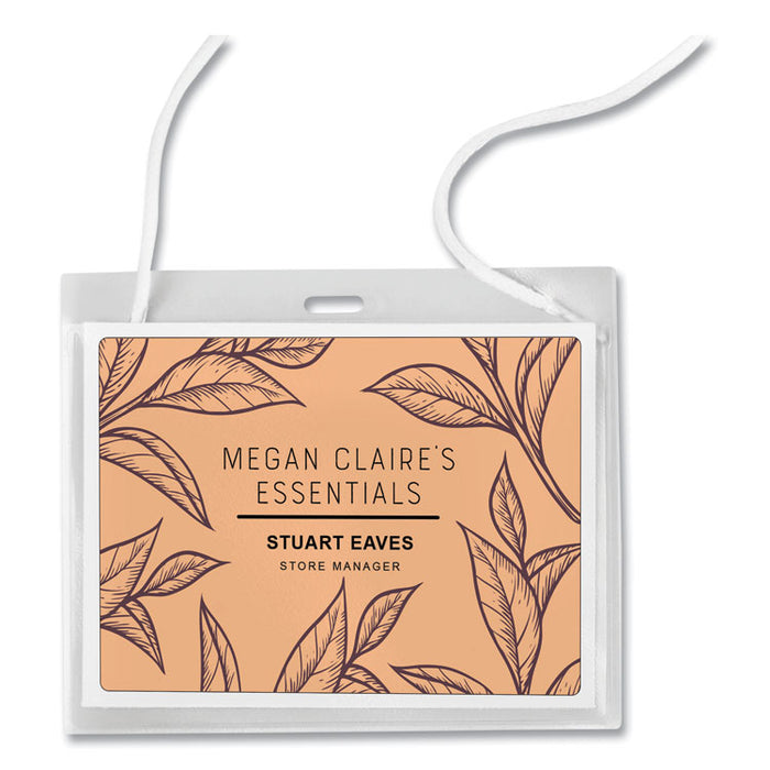 Necklace-Style Badge Holder w/Laser/Inkjet Insert, Top Load, 4 x 3, WE, 100/Box