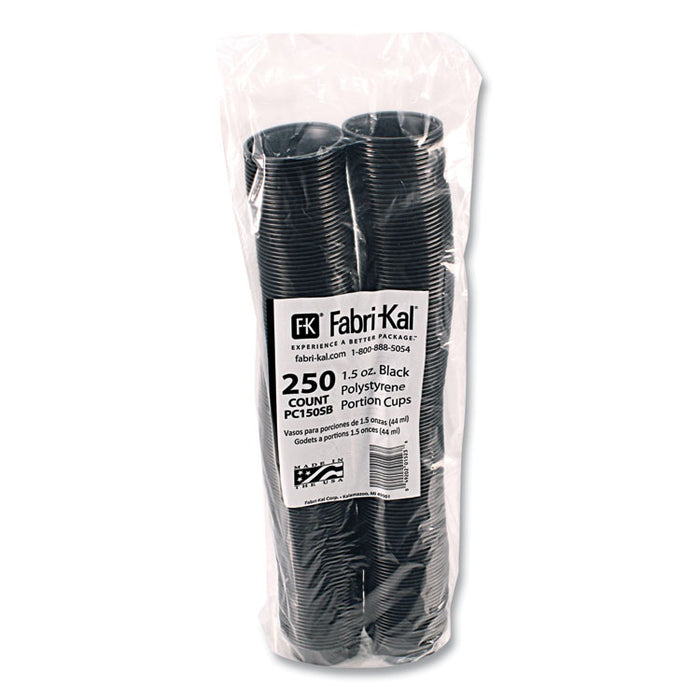 Portion Cups, 1.5 oz, Squat, Plastic, Black, 250/Sleeve, 10 Sleeves/Carton