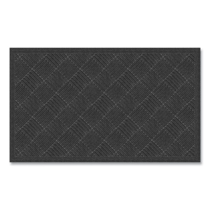 Ecomat Crosshatch Entry Mat, Rectangular, Charcoal Gray Crush-Resistant Ribbed Surface, 36" x 60"