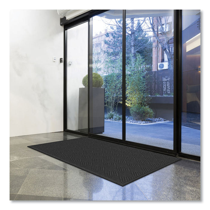 Ecomat Crosshatch Entry Mat, Rectangular, Charcoal Gray Crush-Resistant Ribbed Surface, 48" x 72"