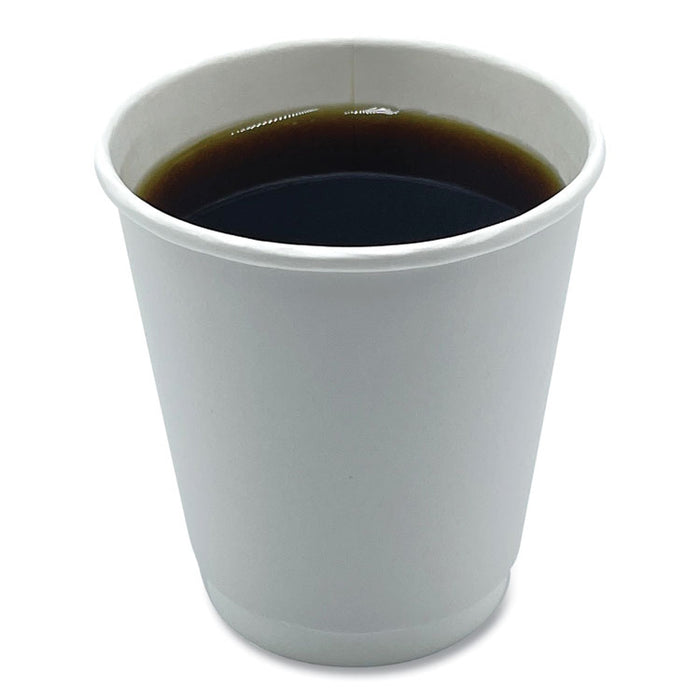Paper Hot Cups, Double-Walled, 10 oz, White, 500/Carton