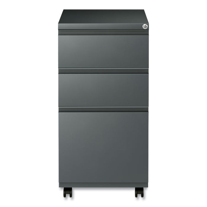 File Pedestal with Full-Length Pull, Left or Right, 3-Drawers: Box/Box/File, Legal/Letter, Charcoal, 14.96" x 19.29" x 27.75"