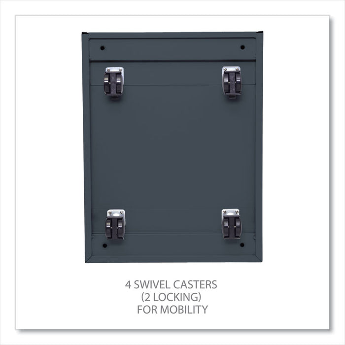 File Pedestal with Full-Length Pull, Left or Right, 2-Drawers: Box/File, Legal/Letter, Charcoal, 14.96" x 19.29" x 21.65"