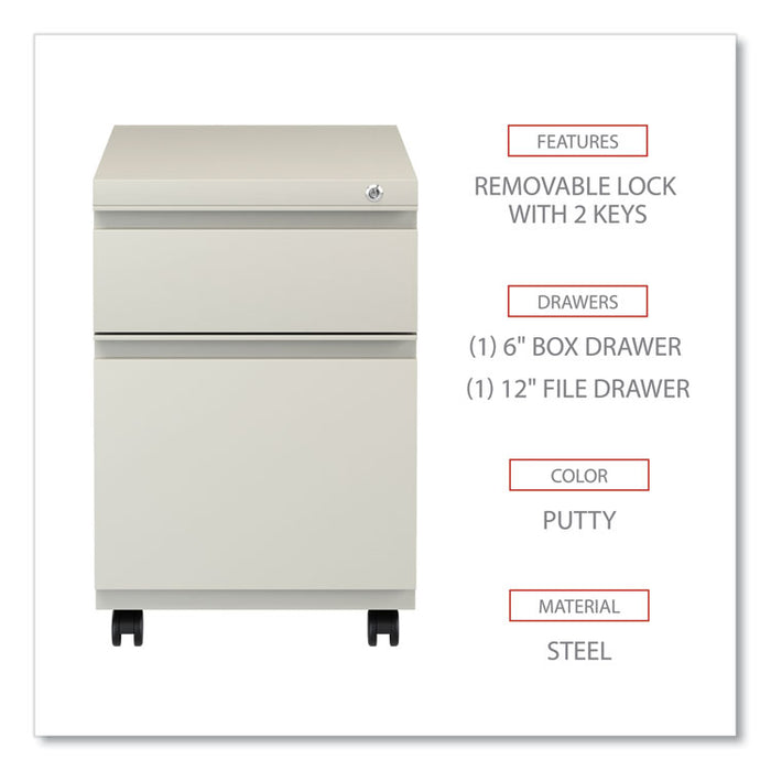 File Pedestal with Full-Length Pull, Left or Right, 2-Drawers: Box/File, Legal/Letter, Putty, 14.96" x 19.29" x 21.65"