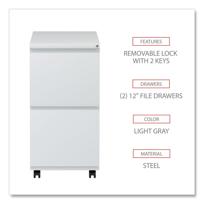 File Pedestal with Full-Length Pull, Left or Right, 2 Legal/Letter-Size File Drawers, Light Gray, 14.96" x 19.29" x 27.75"