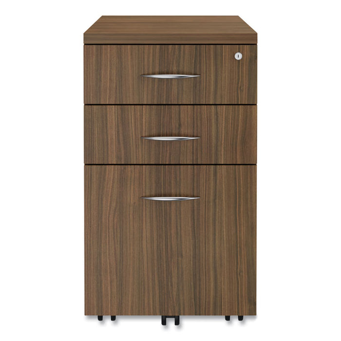 Alera Valencia Series Mobile Pedestal File, Left/Right, 3-Drawer: Box/Box/File, Legal/Letter, Walnut, 15.88 x 20.5 x 28.38