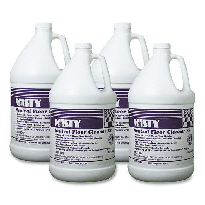 Neutral Floor Cleaner EP, Lemon Scent, 1 gal Bottle, 4/Carton
