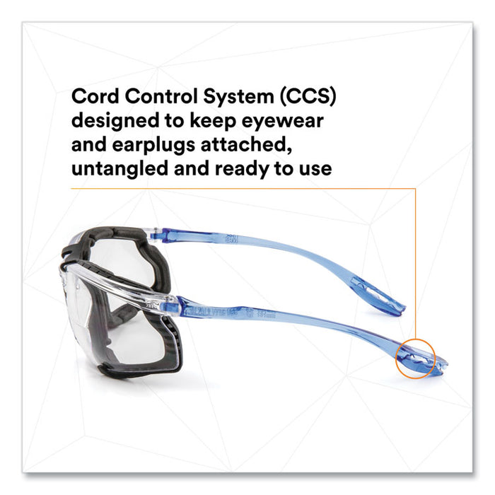 Virtua CCS Protective Eyewear with Foam Gasket, Blue Half Frame, Clear Dual Lens