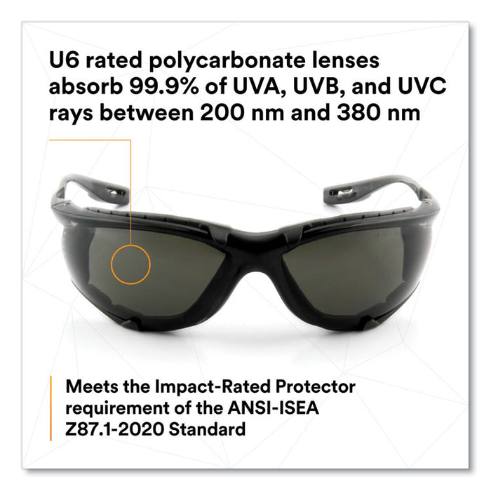 Virtua CCS Protective Eyewear with Foam Gasket, Black/Gray Half Frame, Gray Dual Lens