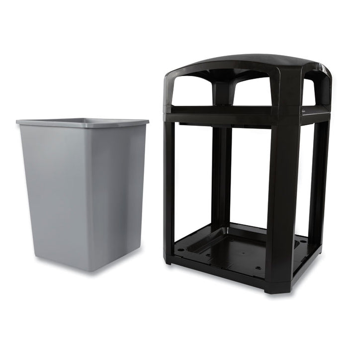 Landmark Series Classic Dome Top Container and Ashtray, 35 gal, Resin, Black