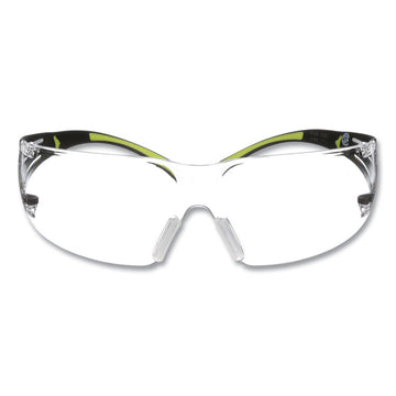 SecureFit 400 Protective Eyewear, Frameless, Green Arms, Clear Single Lens
