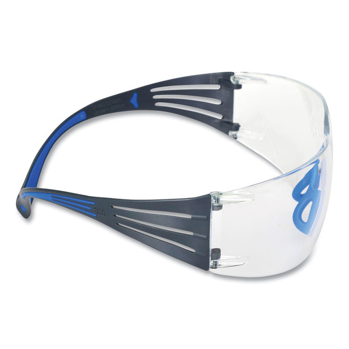 SecureFit 400 Protective Eyewear, Frameless, Black/Blue Arms, Clear Single Lens