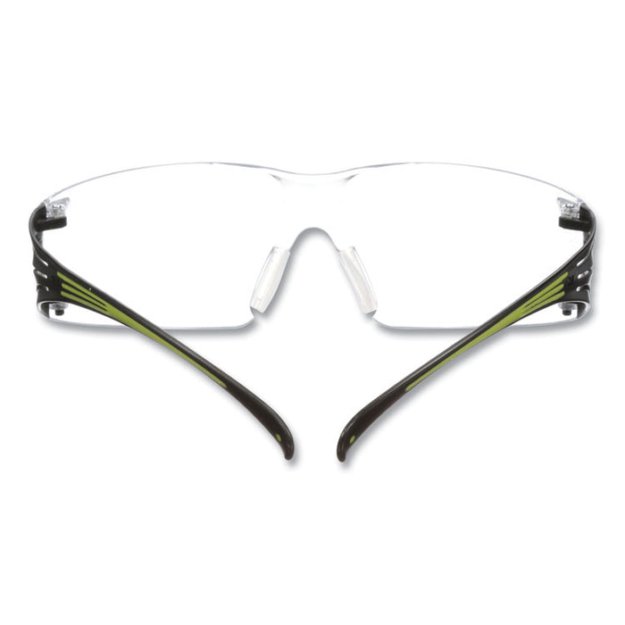SecureFit 400 Protective Eyewear, Frameless, Green Arms, Clear Single Lens