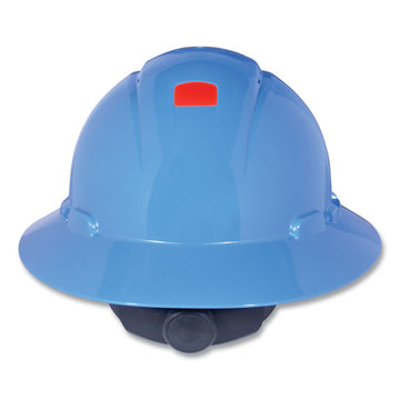 SecureFit H-800 Series Hard Hat with UVicator, Full Brim, 4-Point Pressure Diffusion Ratchet, One Size Fits Most, Blue
