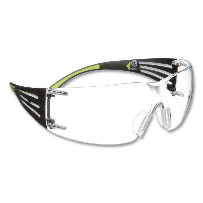 SecureFit 400 Protective Eyewear, Frameless, Green Arms, Clear Single Lens