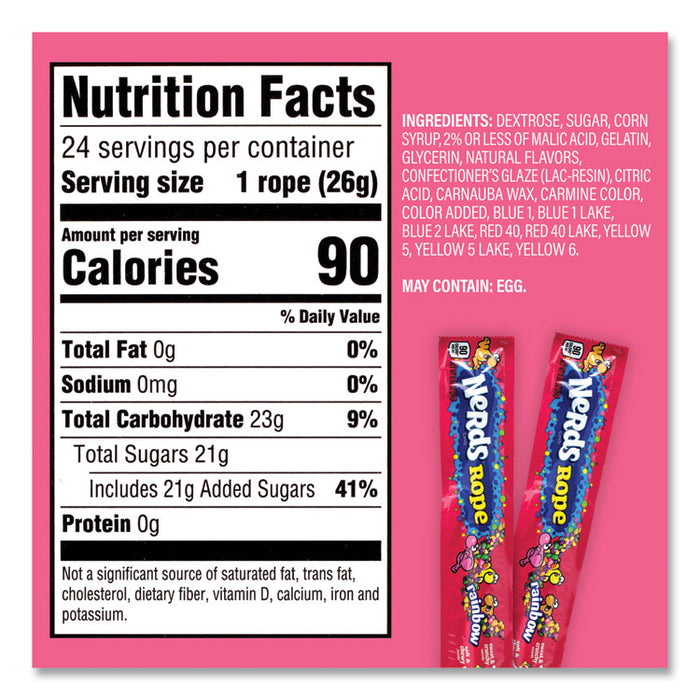Nerds Rope Candy, Fruity, 0.92 oz Individually Wrapped, 24/Carton
