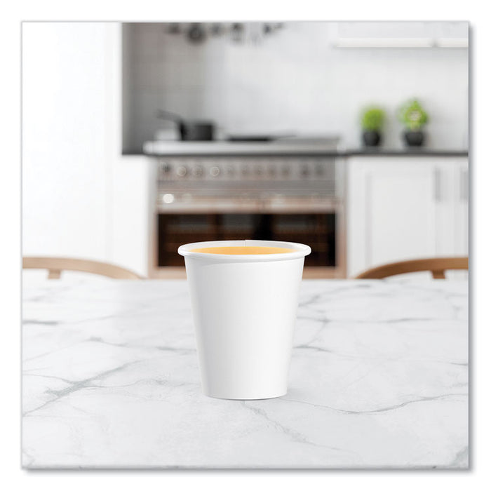 Single-Sided Poly Paper Hot Cups, 6 oz, White, 50/Pack, 20 Packs/Carton