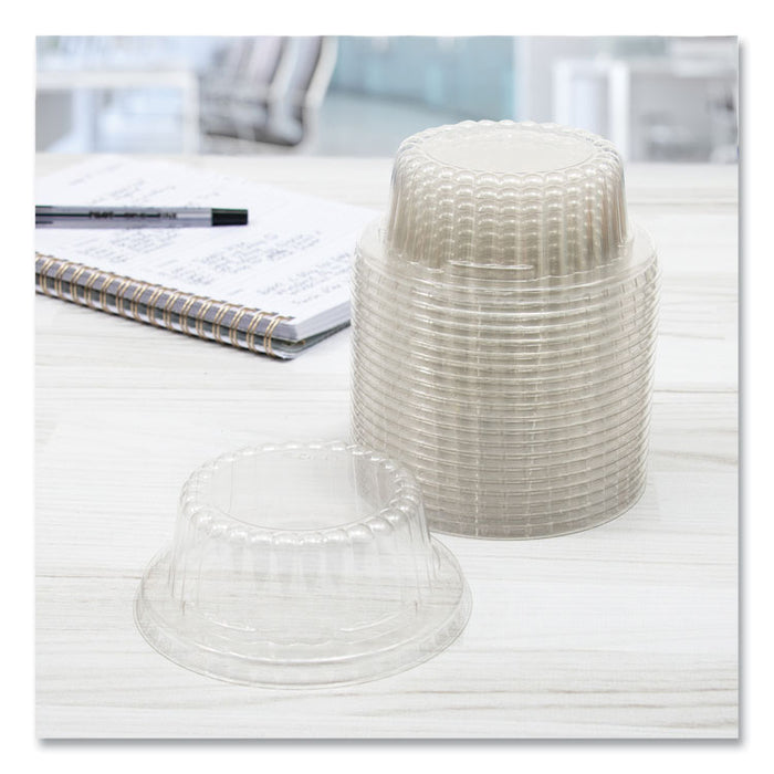Flat-Top Dome PET Plastic Lids, For 6 oz to 10 oz Containers, 3.96" Diameter x 1.25" h, Clear, 1,000/Carton