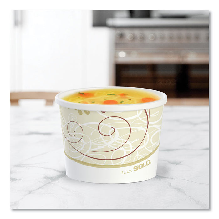 Double Poly Paper Food Containers, 12 oz, 3.6" Diameter x 3.3" h, Symphony Design, 25/Pack, 20 Packs/Carton