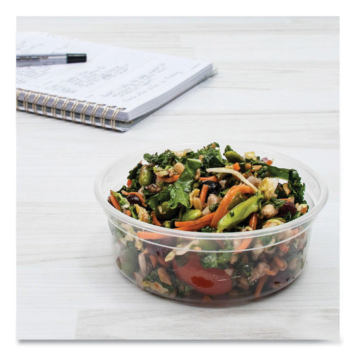MicroGourmet Food Container, 8 oz, 4.1" Diameter x 1.14" h, Clear, Plastic, 500/Carton