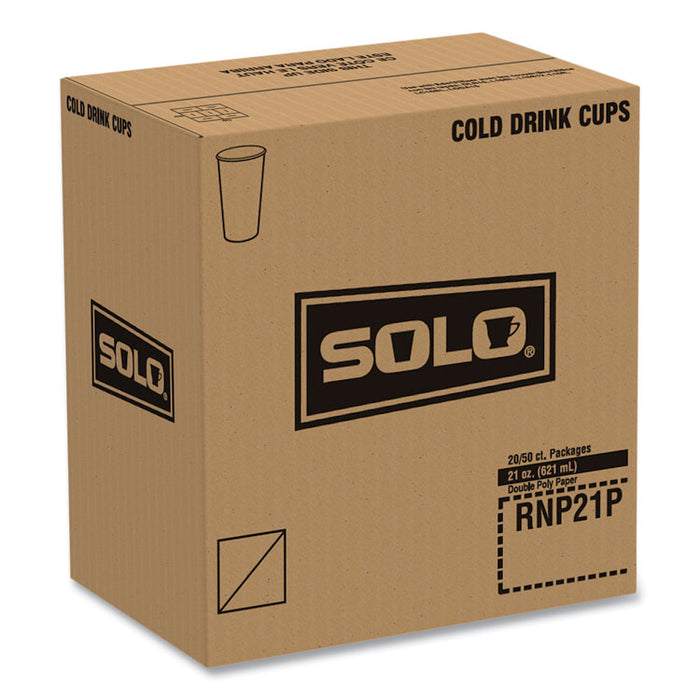 Double-Sided Poly (DSP) Paper Cold Cups, 21 oz, White, 1,000/Carton