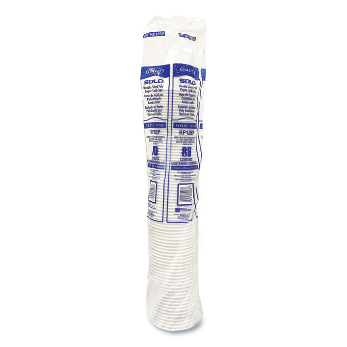 Double-Sided Poly (DSP) Paper Cold Cups, 12 oz, White, 2,000/Carton