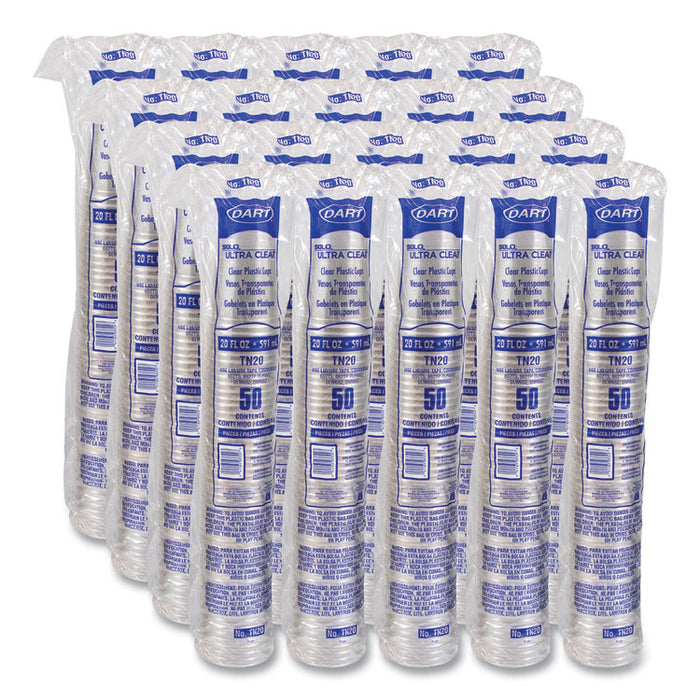 Ultra Clear PETE Cold Cups, 20 oz, Plastic, Clear, 50/Sleeve, 20 Sleeves/Carton