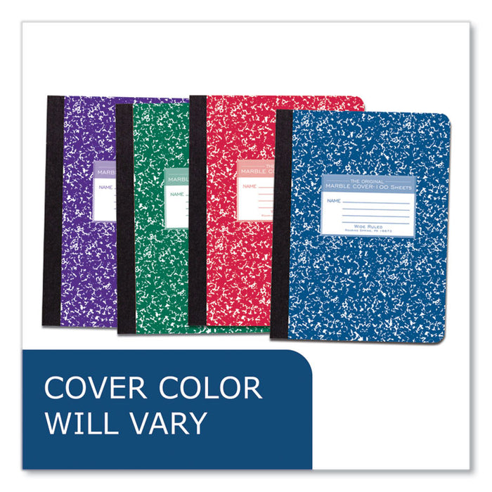 Hardcover Marble Composition Book, Wide/Legal Rule, Randomly Assorted Cover Colors, (100) 9.75 x 7.5 Sheets, 24/Carton