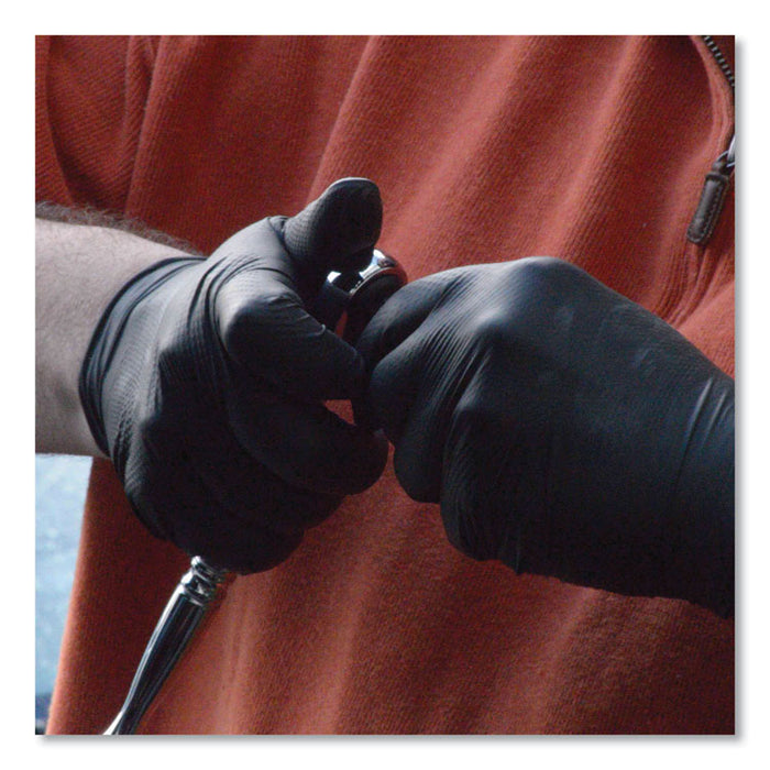 Heavy-Duty Industrial Nitrile Gloves, Powder-Free, Medium, 6 mil Thick, 9.5" Long, Black, 100/Box, 10 Boxes/Carton