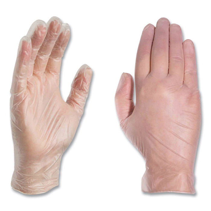 Industrial Vinyl Gloves, Powder-Free, Small, 3 mil Thick, 9.5" Long, Clear, 100/Box, 10 Boxes/Carton