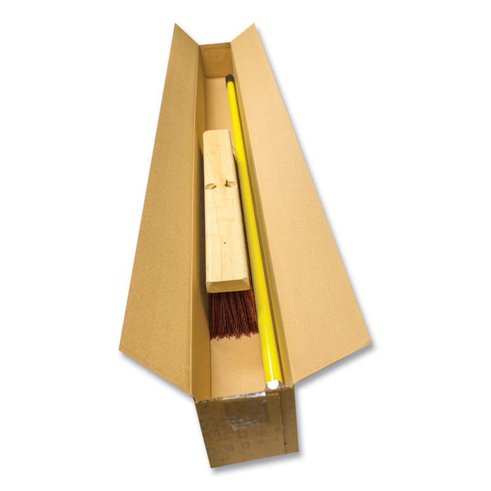 Poly Push Broom Kit, 24 x 60, Polypropylen Bristles, Metal Handle, Maroon/Yellow