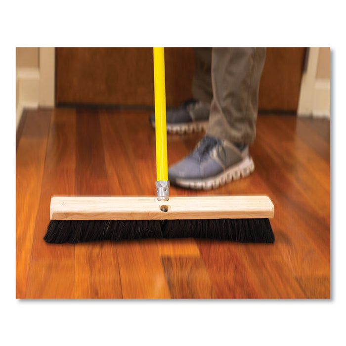 Tampico Push Broom Kit, 36 x 60, Tampico Bristles, Metal Handle, Black/Yellow
