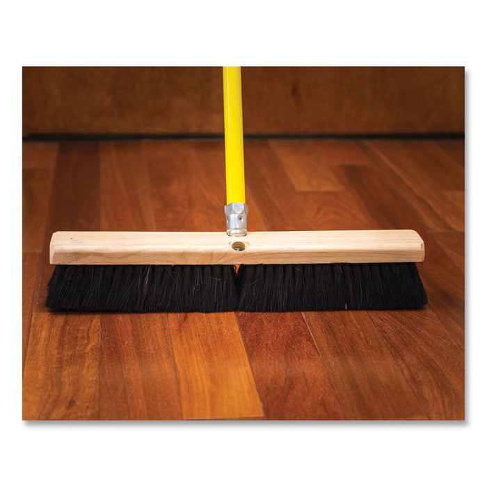 Tampico Push Broom Kit, 36 x 60, Tampico Bristles, Metal Handle, Black/Yellow