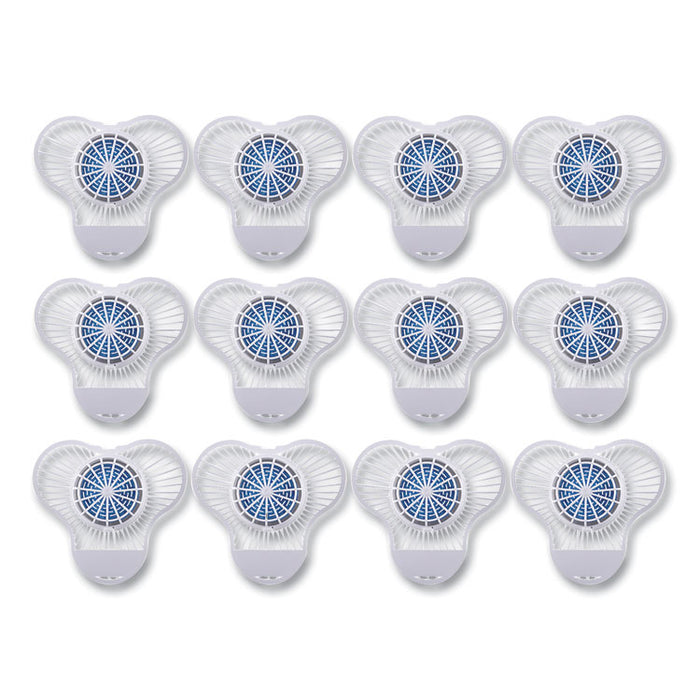 Urinal Screen with Non-Para Deodorizer Block, Green Apple Scent, Blue/White, 3.25 oz, 12/Box