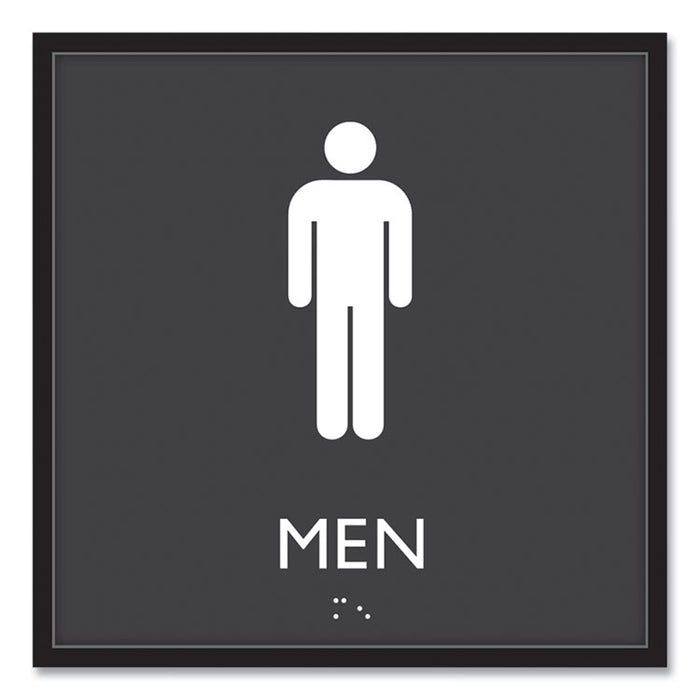 ADA Sign, Men, Plastic, 8 x 8, Clear/White