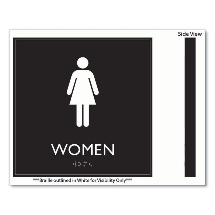 ADA Sign, Women, Plastic, 8 x 8, Clear/White