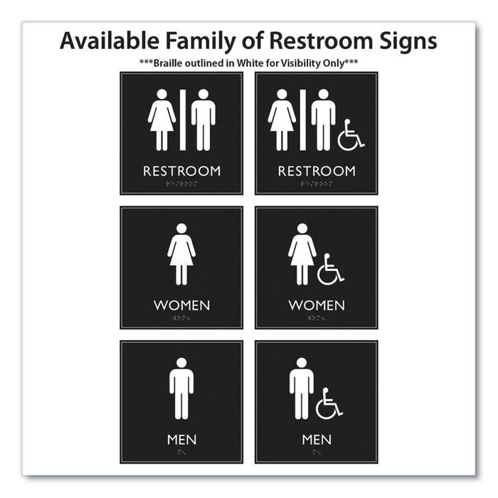 ADA Sign, Men Accessible, Plastic, 8 x 8, Clear/White
