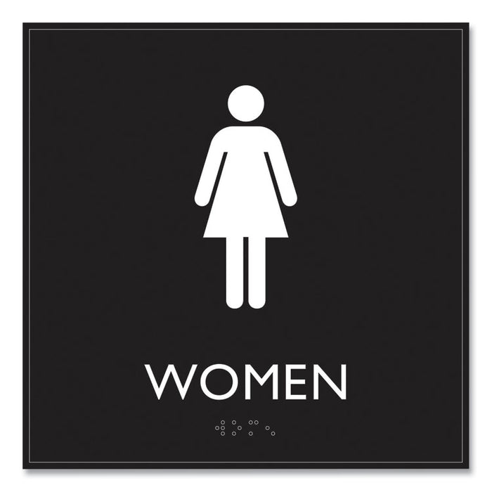 ADA Sign, Women, Plastic, 8 x 8, Clear/White
