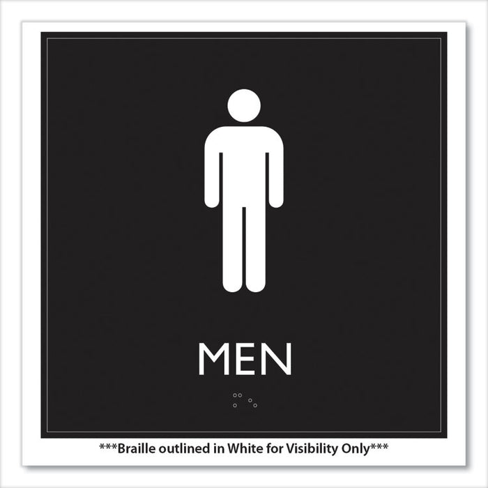 ADA Sign, Men, Plastic, 8 x 8, Clear/White