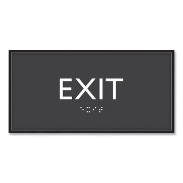 ADA Sign, Exit, Plastic, 4 x 4, Clear/White