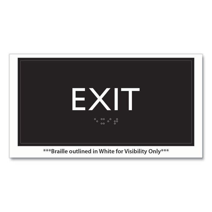 ADA Sign, Exit, Plastic, 4 x 4, Clear/White
