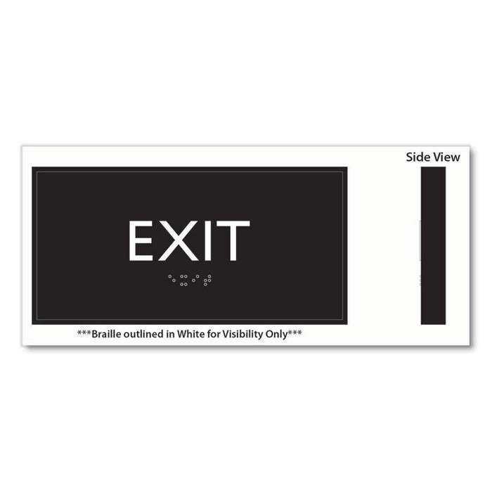 ADA Sign, Exit, Plastic, 4 x 4, Clear/White