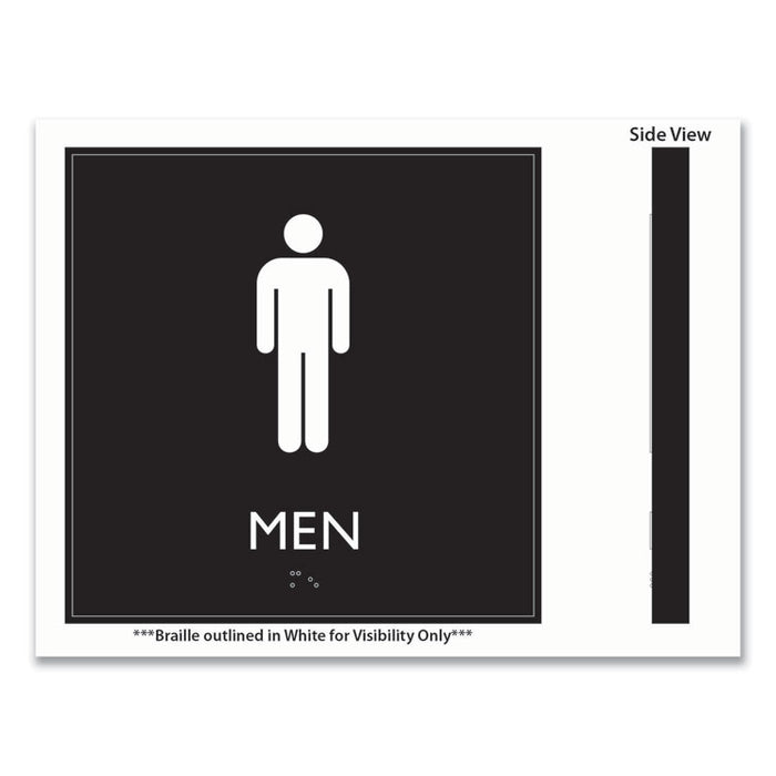 ADA Sign, Men, Plastic, 8 x 8, Clear/White