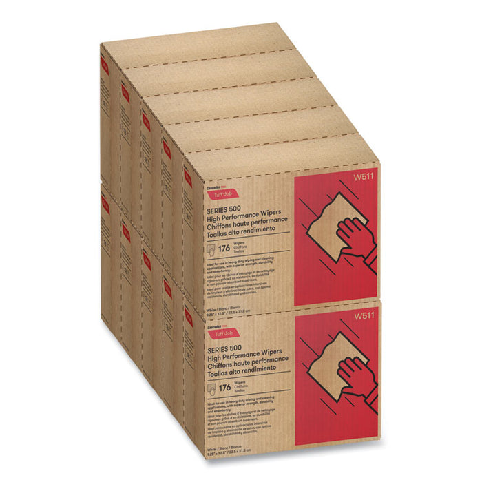 Tuff-Job S500 High Performance Wipers, 9.25 x 12.5, White, 176/Box, 10 Box/Carton