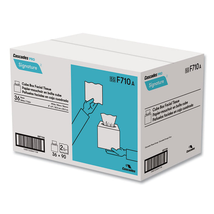 Signature Facial Tissue, Cube Box, 2-Ply, White, 90 Sheets/Box, 36 Boxes/Carton