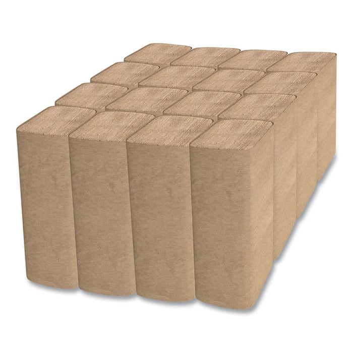 Select Folded Paper Towels, Single-Fold, 1-Ply, 9 x 9.45, Natural Brown, 250/Pack, 16 Packs/Carton