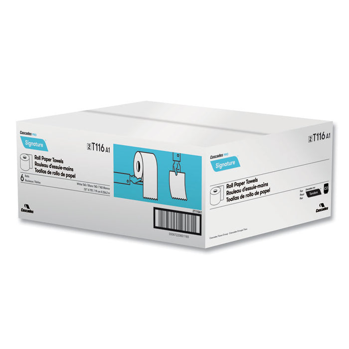 Signature Hardwound Roll Towels for Tandem Dispensers, TAD, 1-Ply, 7.5" x 775 ft, White, 6 Rolls/Carton