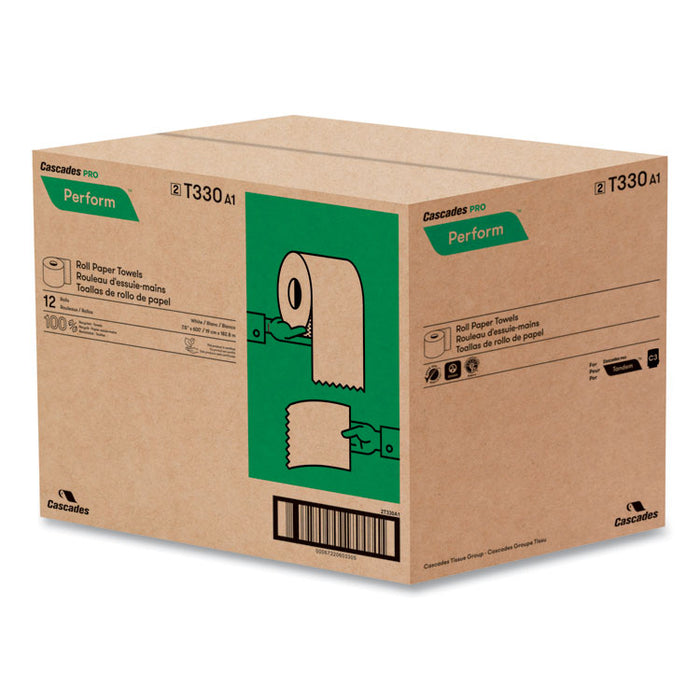 Perform Hardwound Roll Towels for Tandem Dispensers, 1-Ply, 7 .5" x 600 ft, White, 12/Carton