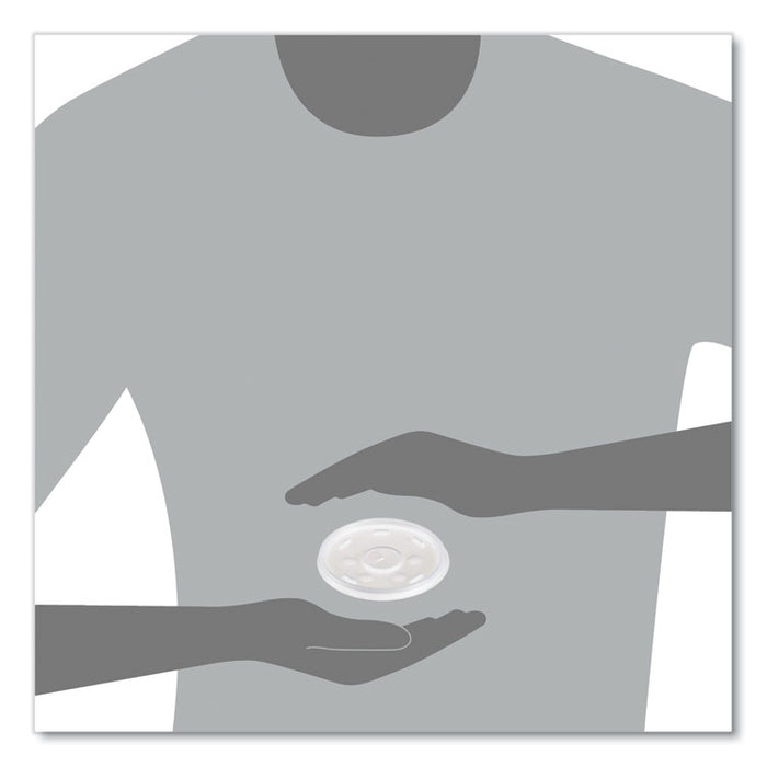Plastic Lids for Foam Cups/Bowls/Containers, Flat with Straw Slot, Fits 6 oz to 14 oz, Translucent, 100/Pack, 10 Packs/Carton