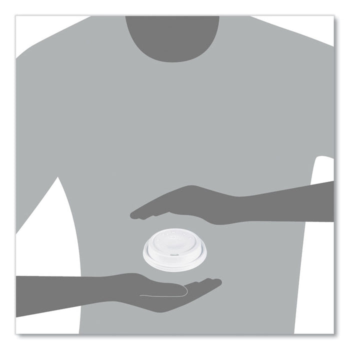 Cappuccino Dome Sipper Lids, Fits 12 oz to 24 oz Hot Cups, Plastic, White, 1,000/Carton